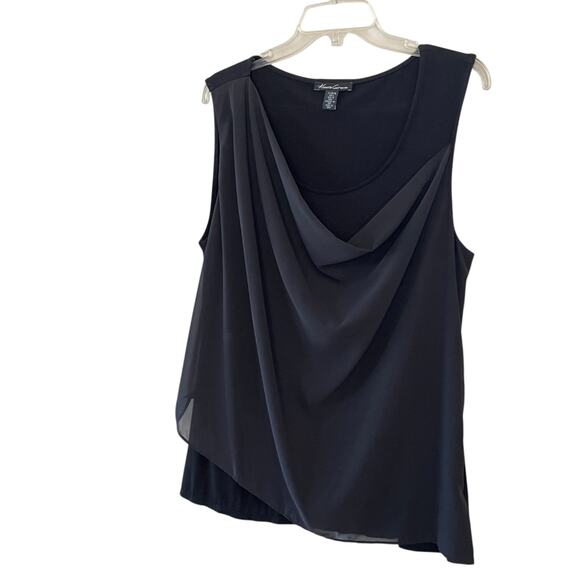 KENNETH COLE New York Women's Size Large Black Sleeveless Layered Pullover Top - Picture 5 of 7